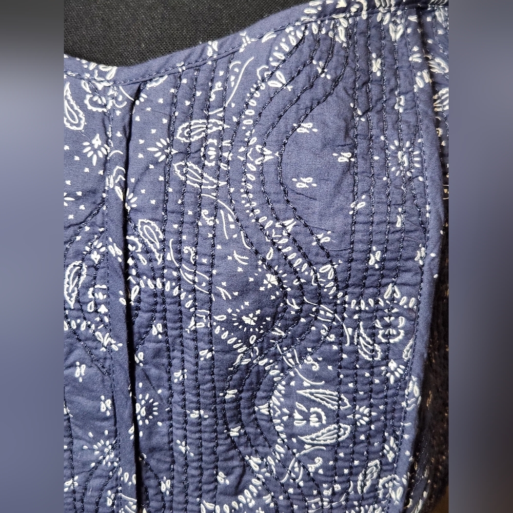 Madewell Quilted Sweetheart Blue Patterned Cropped Top. NWT. Size 12 - Picture 3 of 10